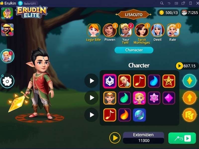 Avakin Erudite Elite gameplay screenshot showing character customization and battle interface